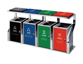 不锈钢四分类垃圾桶果皮箱