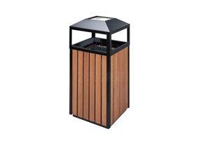 方形钢木垃圾桶